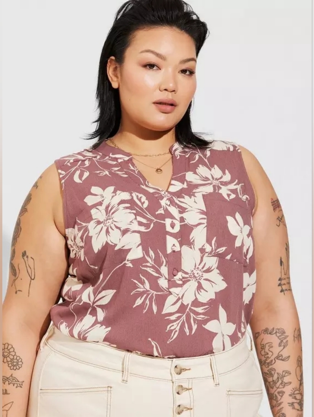 Torrid Blush Harper Washable Gauze Sleeveless Pullover Blouse Plus Size 1x 1